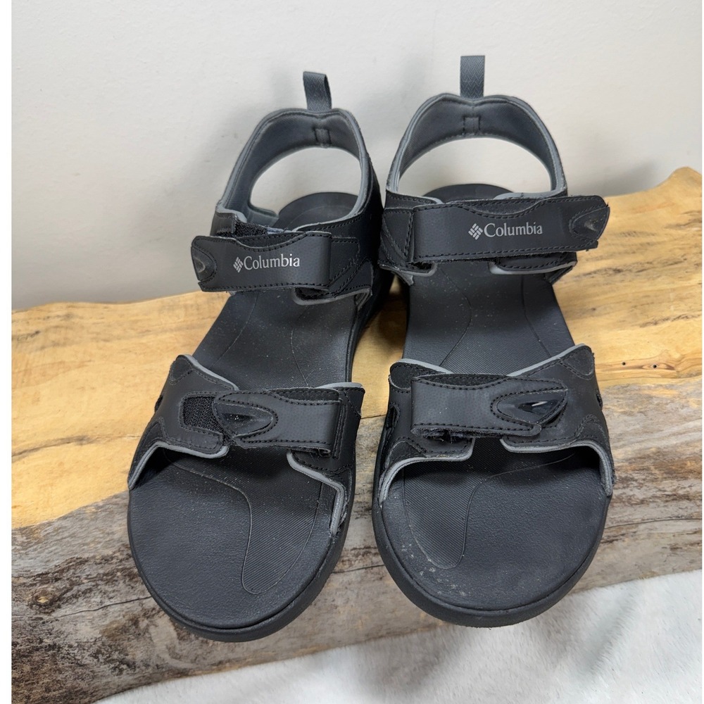 Columbia‎ Santiam 2 Strap Mens 10 Sandals Black Grey Hiking Outdoor BM0111-010